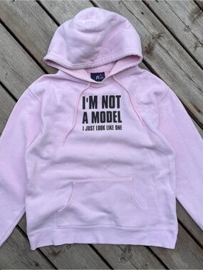 Pink Graphic Hoodie "I'm Not A Model"
